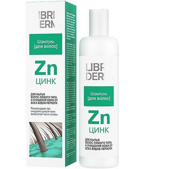 Шампунь Librederm Цинк для волос любого типа и очищения кожи от перхоти, 250 мл