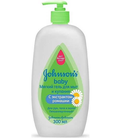 Детский мягкий гель для мытья и купания Johnson's Baby с экстрактом ромашки, 300 мл