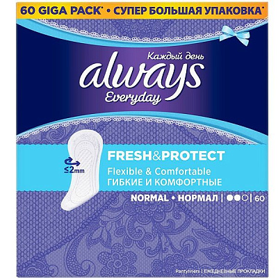 Ежедневные гигиенические прокладки Always Fresh & Protect Normal, 60 шт