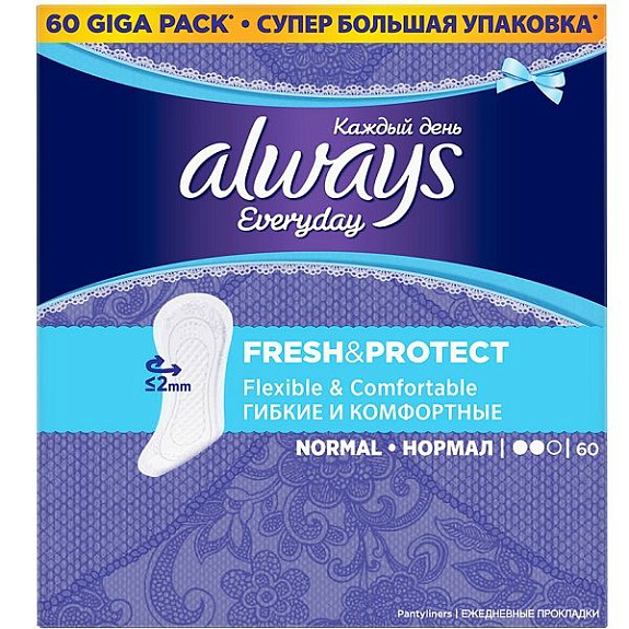 Ежедневные гигиенические прокладки Always Fresh & Protect Normal, 60 шт