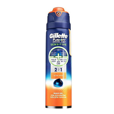 Гель для бритья fusion proglide sensitive 2-в-1 active sport Gillette, 170 мл