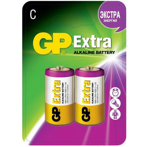 Батарейки алкалиновые GP Extra LR14 (С) 1.5 V, 2 шт