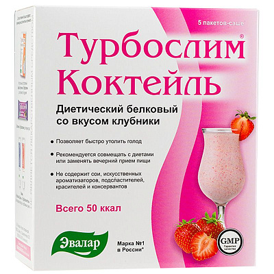 Турбослим Диетический коктейль Быстро утоляет голод Эвалар, 25 г, 5 саше