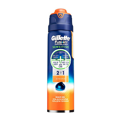 Гель для бритья fusion proglide sensitive 2в1 active sport Gillette, 250 мл