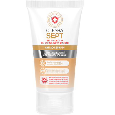 Крем Anti-Acne ВВ крем для лица антибактериальный ClearaSept, 40 мл