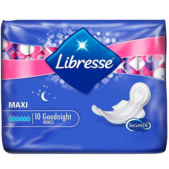 Ночные прокладки с мягкой поверхностью Libresse Goodnight maxi, 10 шт