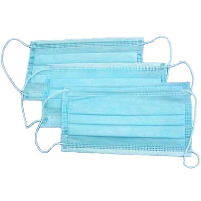 Одноразовая медицинская трехслойная маска для лица на резинках, 50 шт