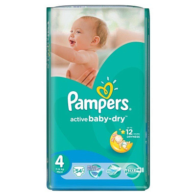 Подгузники для детей Active Baby Maxi Pampers 7-14 кг, 54 шт