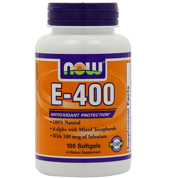 Витамин Е 400 + селен 100 Vitamin E 400 + Selenium 100 Now Foods, 100 шт