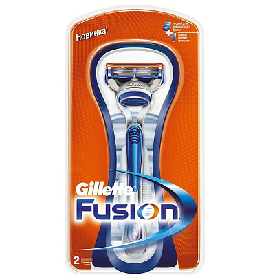 Бритва Fusion с 2-мя сменными кассетами Gillette