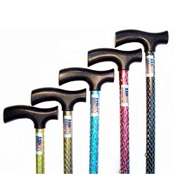 Трость инвалидная телескопическая металлическая с деревянной ортопедической ручкой Amrus АМСТ 25