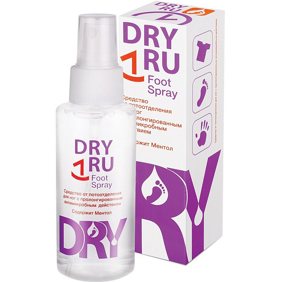 Средство против потливости ног с пролонгированным антимикробным действием Dry Ru Foot Spray, 100 мл