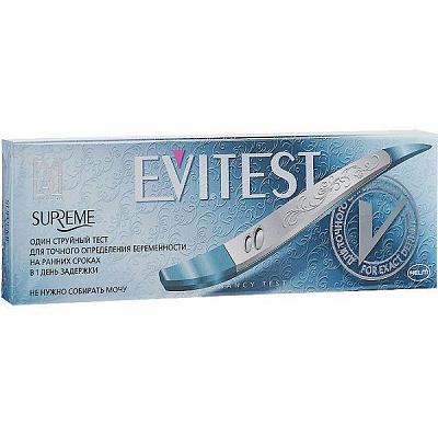 Тест-кассета для определения беременности Evitest Supreme с держателем и колпачком