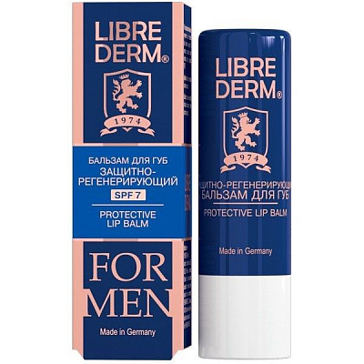 Защитно-регенерирующий мужской бальзам для губ Librederm For Men SPF7, 4 г