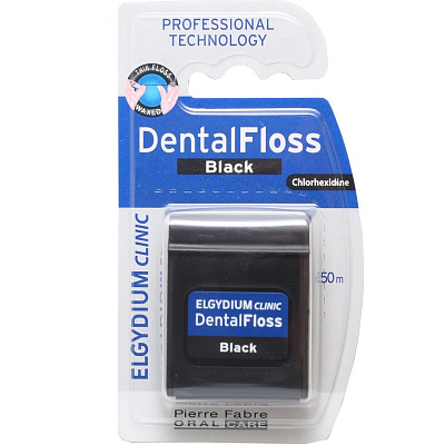 Зубная нить вощеная Эльгидиум Clinic Black черная, 50 м