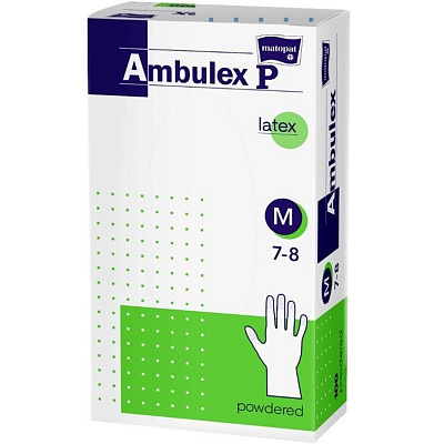 Перчатки смотровые нестерильные Matopat Ambulex P M (7-8), 100 шт