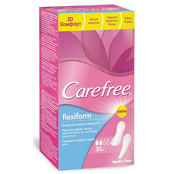 Ежедневные прокладки Carefree Flexiform воздухопроницаемые, 30 шт