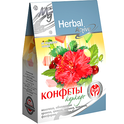 Молочные конфеты Каркаде со вкусом вишни с витаминами и минералами Herbal Active Арт Лайф, 100 г
