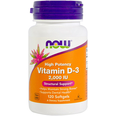 Vitamin D3, Лечение недостатка Витамина D3, Now Foods, 2000 мкг, 120 капсул