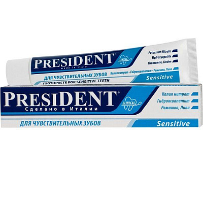 Зубная паста для чувствительных зубов и десен President Sensitive, 50 мл