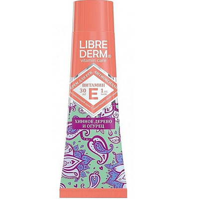Крем-антиоксидант для рук Librederm Витамин Е Хинное дерево и огурец, 30 мл
