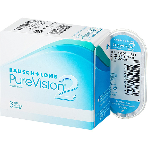 Контактные линзы PureVision 2 Balafilcon A Bausch + Lomb -6.00, 6 шт