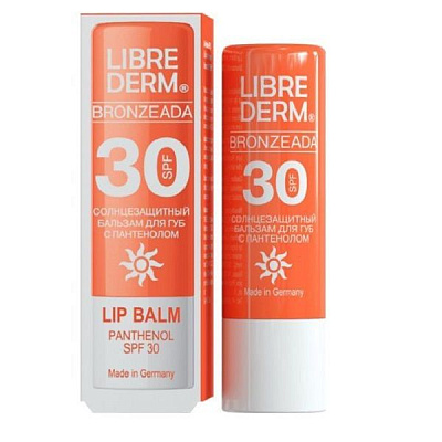 Солнцезащитный бальзам для губ с пантенолом Librederm Bronzeada SPF30, 4 г
