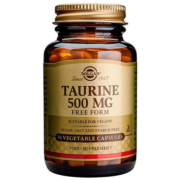 Таурин Taurine 500 мг Solgar, 50 капсул