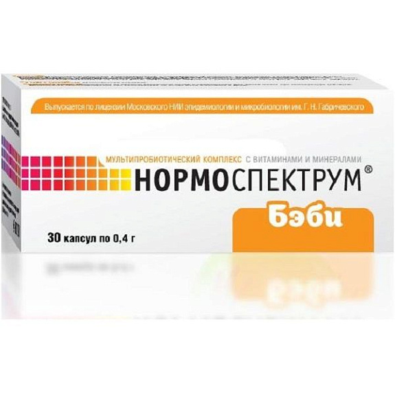 Мультипробиотический комплекс с витаминами и минералами Нормоспектрум Бэби 400 мг, 30 шт