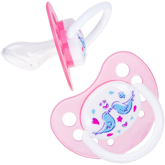 Пустышка силиконовая ортодонтическая с 3 месяцев Голубки Курносики