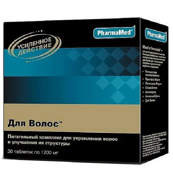 Питательный комплекс для укрепления волос и улучшения их структуры Man`s Formula 1200 мг, 30 шт