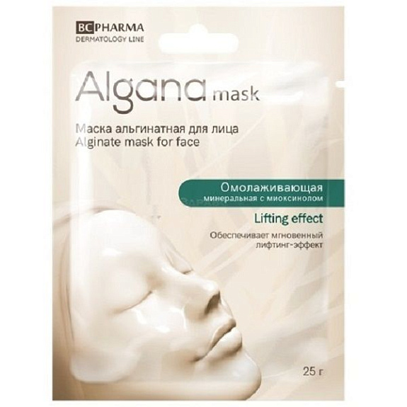 Альгинатная маска для лица Algana омолаживающая минеральная с миоксинолом Lifting Effect, 25 г