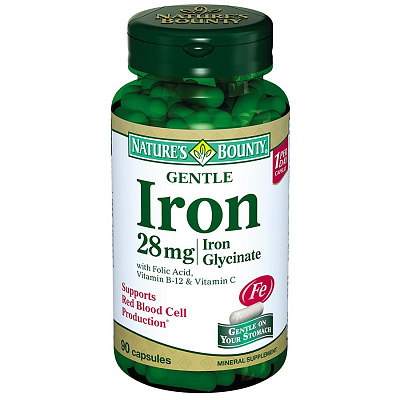Легкодоступное железо Nature's Bounty, 28 мг, 90 капсул