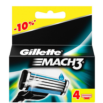Сменные кассеты mach3 Gillette, 4 шт