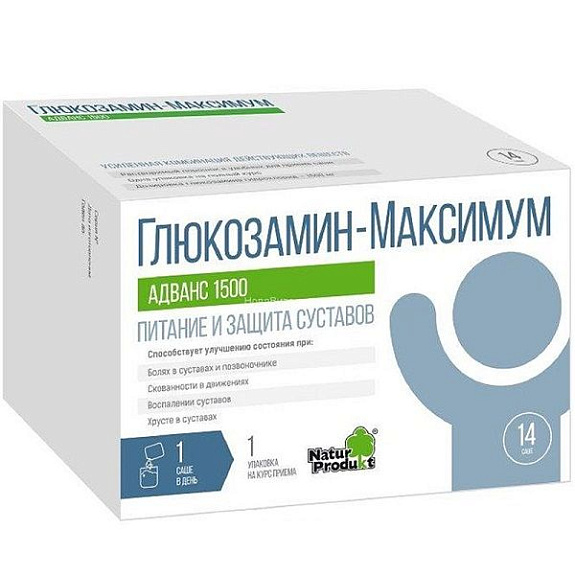 Глюкозамин Максимум адванс 1500 для питания и защиты суставов 10 г, 14 шт