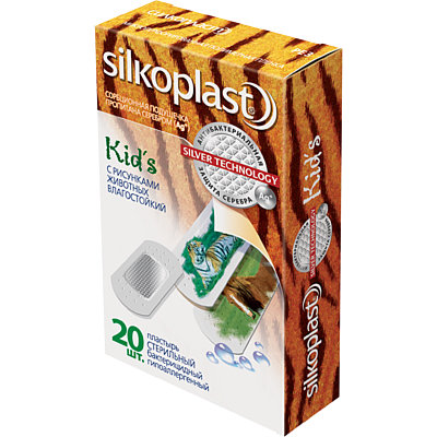 Пластырь Kid"s детский с серебряной подушечкой Silkoplast, 20 шт