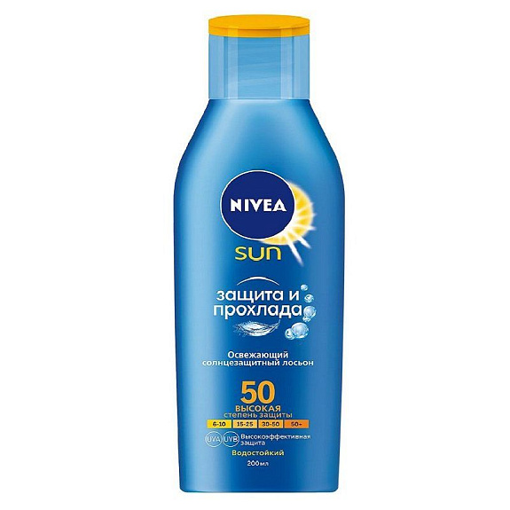 Лосьон солнцезащитный освежающий защита и прохлада SPF 50 Nivea Sun, 200 мл
