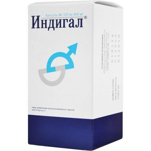 Препарат для снижения риска развития рака предстательной железы Индигал 400 мг, 120 шт