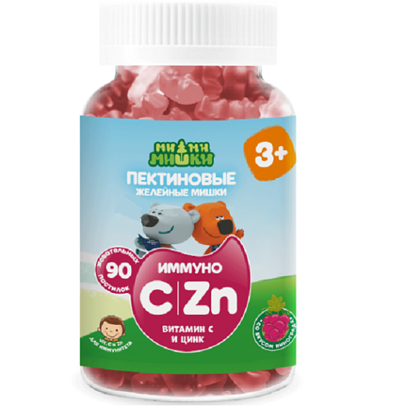 Пектиновые пастилки Ми-ми-мишки Иммуно с витамином С и цинком 2 г, 90 шт