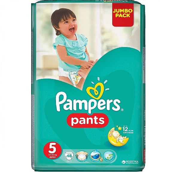 Подгузники-трусики для детей Pants Junior Pampers 12-18 кг, 48 шт
