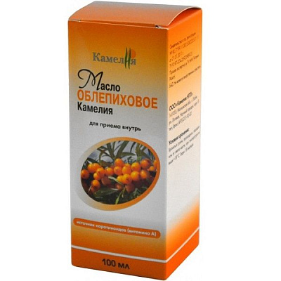 Масло облепиховое Камелия восполняющее дефицит витаминов, регенерирующее, противовоспалительное, 100 мл