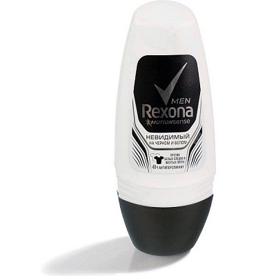 Роликовый мужской дезодорант Rexona Men Невидимый на черном и белом, 50 мл