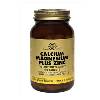 Солгар Кальций-Магний-Цинк  Для прочных костей  Solgar, 100 таблеток