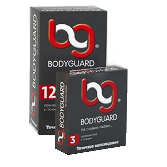 Презервативы натуральные латексные с точками Bodyguard Точечное наслаждение, 12 шт