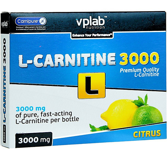 L-carnitine L-карнитин 3000 со вкусом цитруса Vplab 25 мл, 7 шт
