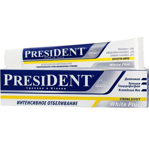 Зубная паста President White Plus интенсивное отбеливание, 30 мл