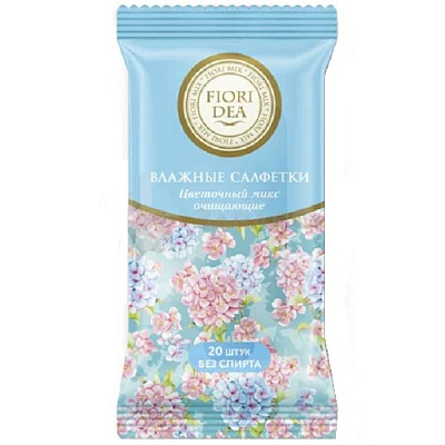 Влажные очищающие салфетки Fiori Dea Цветочный микс, 20 шт