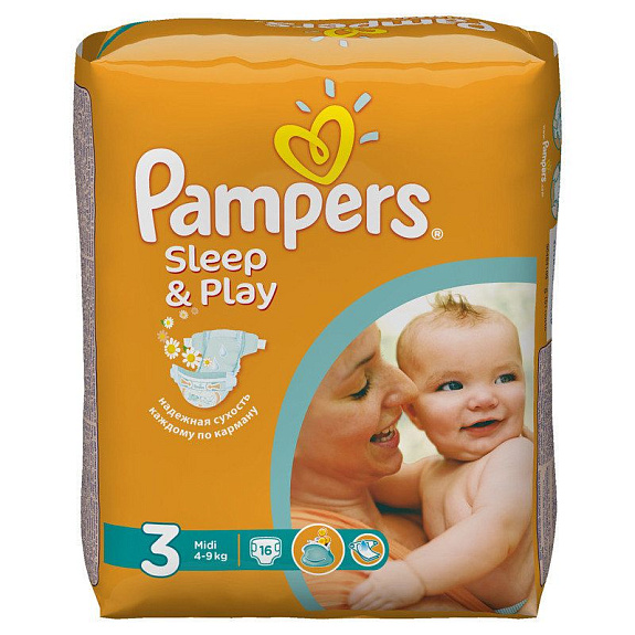 Подгузники для детей Sleep & Play Midi Pampers 4-9 кг, 16 шт