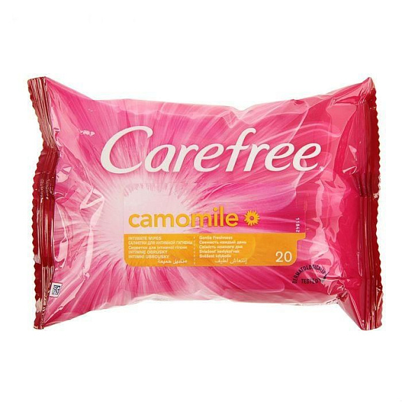 Влажные салфетки для интимной гигиены Carefree с экстрактом ромашки, 20 шт