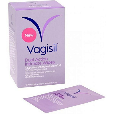 Влажные салфетки для интимной гигиены Vagisil, 12 шт